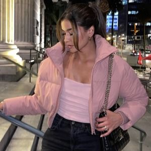 ZARA CROP PUFFER JACKET PINK